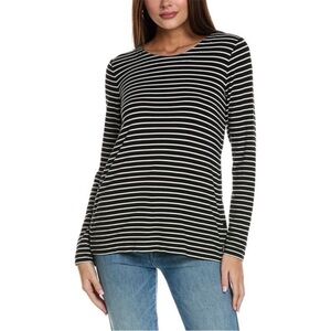 Cabi Side Snap Black and White Striped Women's Top - Medium